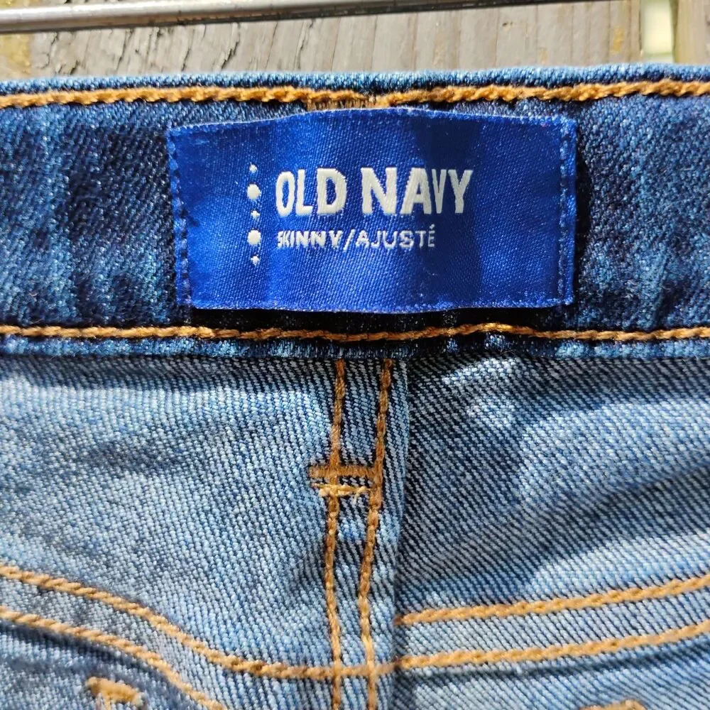 Old Navy Skinny Jeans Girls size 12 Medium Wash Denim Adjustable Waist